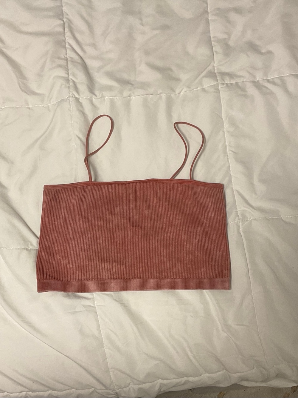 Aeropostale Ribbed Spaghetti-Strap Crop Top in Dusty Mauve